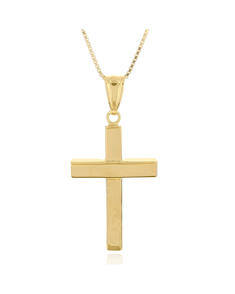 Gold Cross on Box Chain Necklace