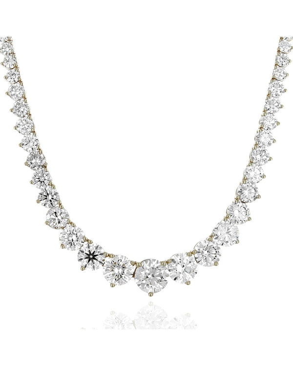 Diamond Graduated Inline Necklace in Yellow Gold