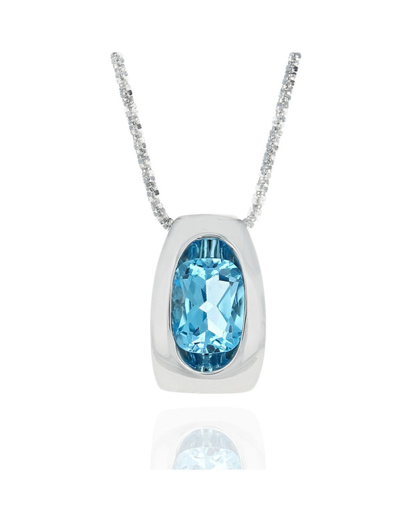 Swiss Blue Topaz Drop on Mirrow Slide Chain