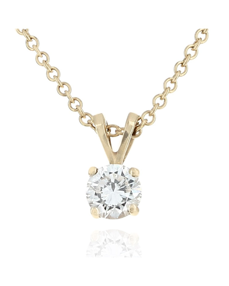 Diamond Solitaire Drop Necklace in Yellow Gold