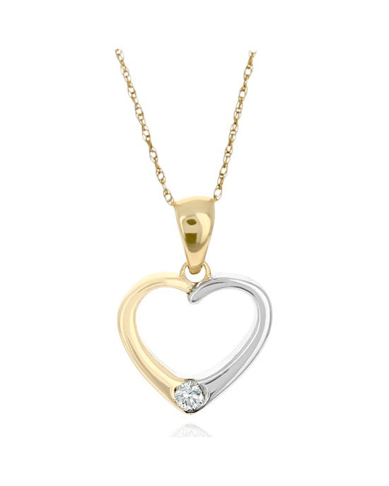 Diamond Solitaire Open Heart Necklace