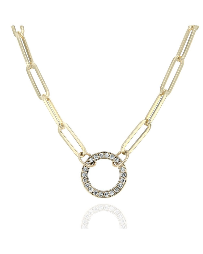 Logan Hollowell Diamond Circle Station Paperclip Necklace