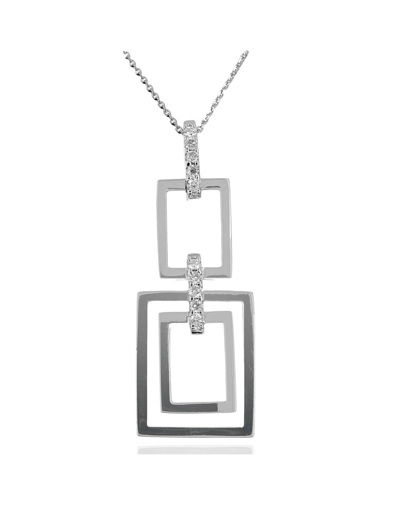 Diamond Open Square Drop on Diamond Cut Cable Chain