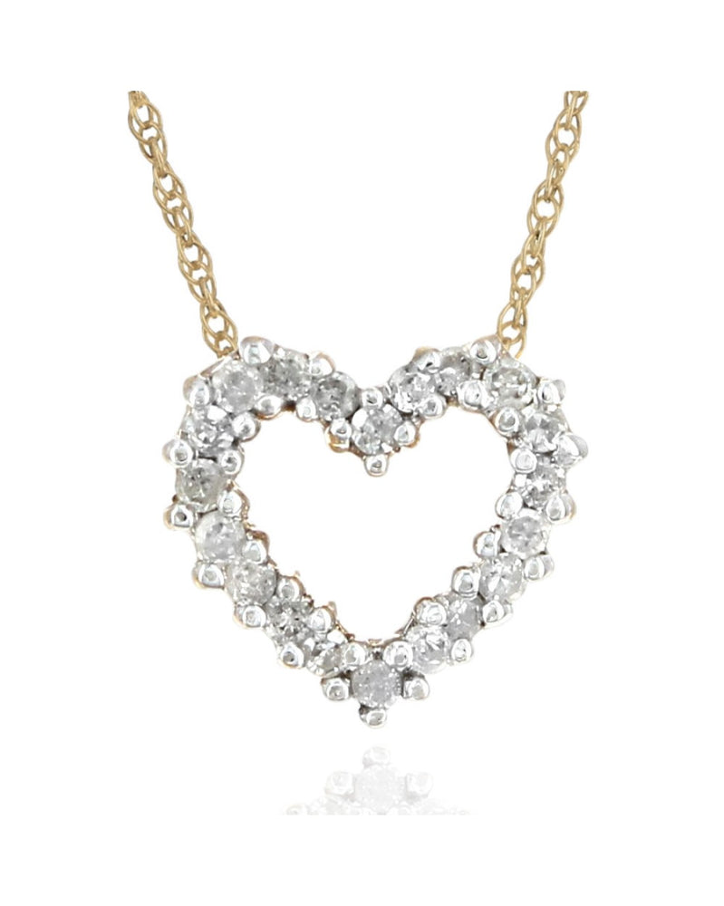 Diamond Open Heart Necklace in Yellow Gold