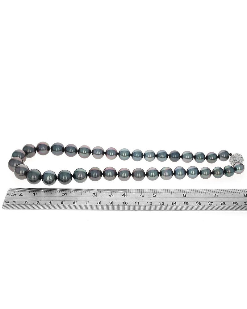 Tahitian Pearl Necklace with Diamond Ball Clasp