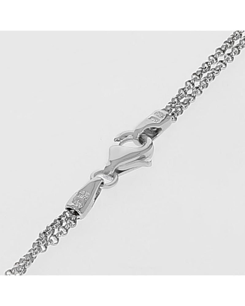 2 Tone Diamond Heart Locket on 2 Strand Cable Chain