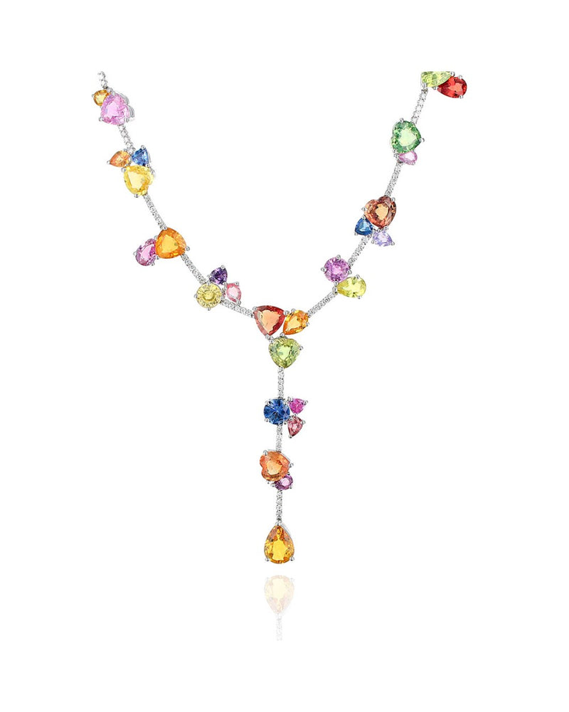 Multi Color Multi Cut Sapphire and Diamond Necklace