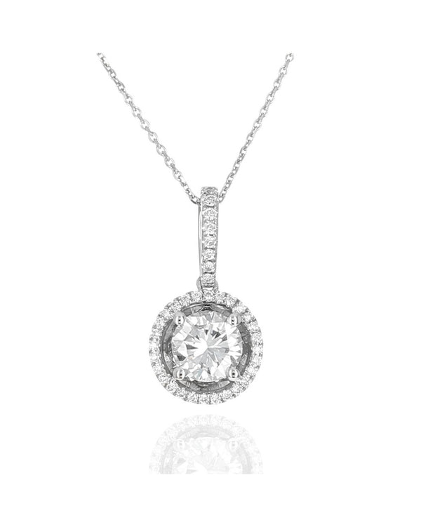 0.92ct RBC Diamond Halo Drop Necklace