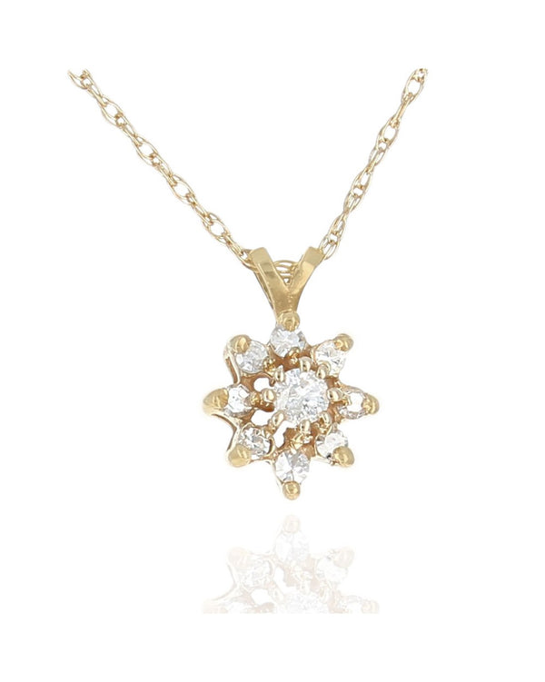 Diamond Halo Drop Necklace in Yellow Gold