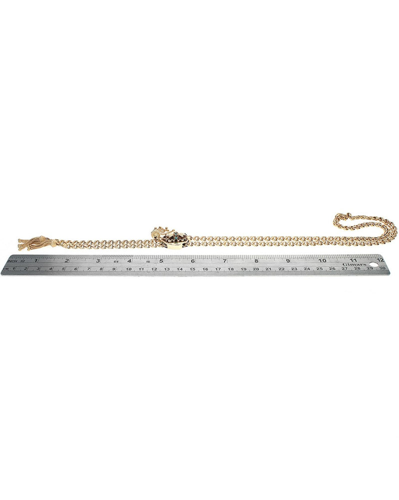 Double Link Chain Lariat Necklace with Shield Slide