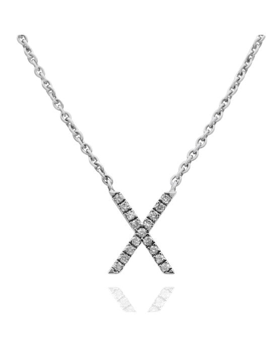 Diamond X Drop on Cable Chain Necklace