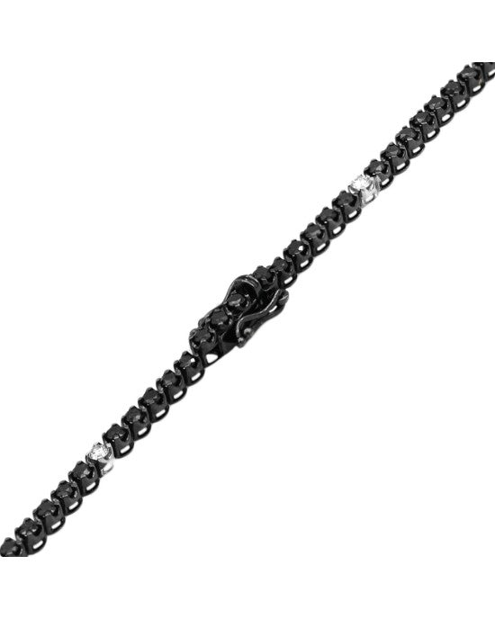 Black Diamond Inline Necklace with White Diamond Stations