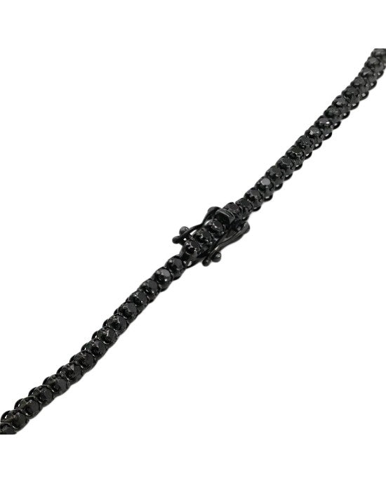 Black Diamond Inline Neckalce in Oxidized Gold