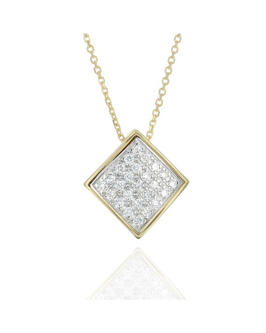 Diamond Convex Diamond Shaped Pendant on Cable Chain