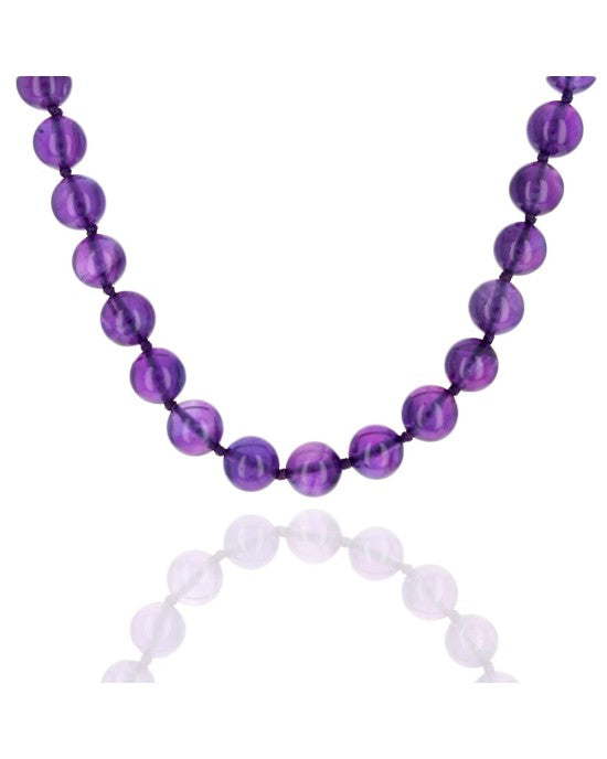 Amethyst Bead Necklace with Foliate Motif Clasp