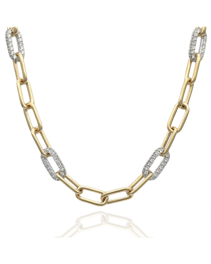 Diamond Station Paperclip Necklace