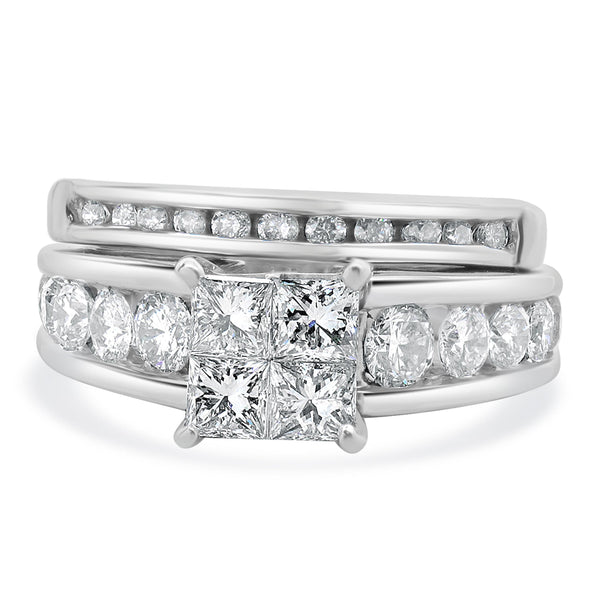 14 Karat White Gold Quad Set Diamond Engagement Ring