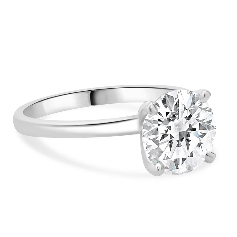 14 Karat White Gold Round Brilliant Cut Diamond Engagement Ring