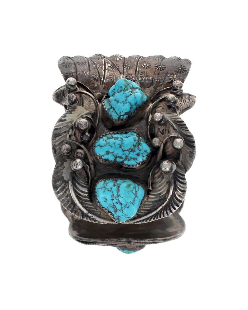 Navajo SISTEKS Sterling Silver & Turquoise Watch Cuff Bracelet