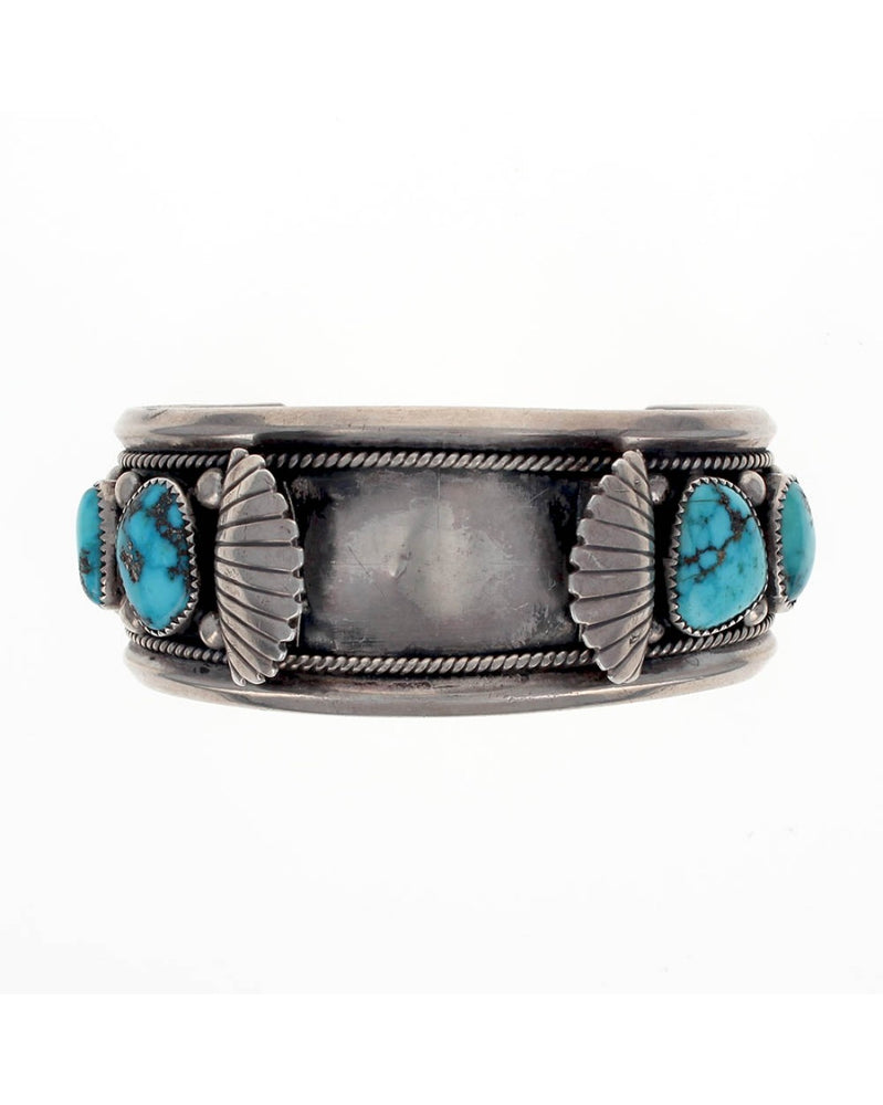 Navajo Orville Tsinnie Sterling Silver Turquoise Watch Cuff Bracelet