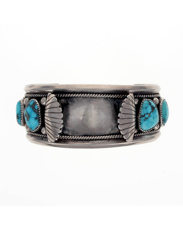 Navajo Orville Tsinnie Sterling Silver Turquoise Watch Cuff Bracelet