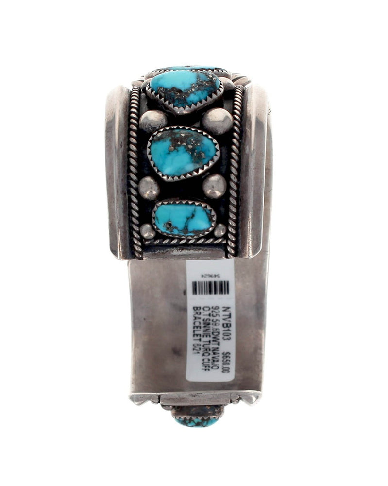 Navajo Orville Tsinnie Sterling Silver Turquoise Watch Cuff Bracelet