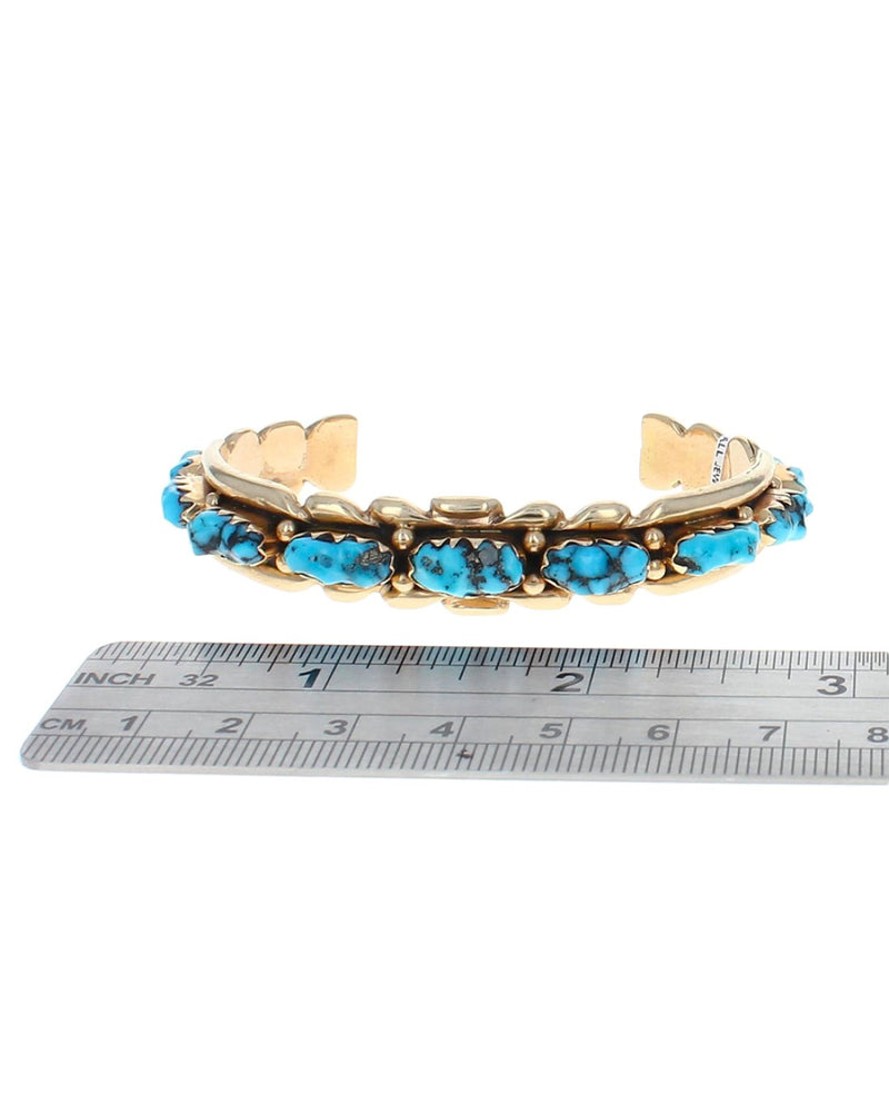 Zuni Wayne & Virginia Quam 14K Yellow Gold Turquoise Cuff Bracelet – E.D.  Marshall Jewelers™