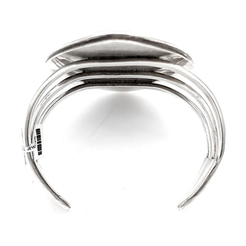 Navajo Signed JB Sterling Silver Turquoise & Black Jet Cuff Bracelet