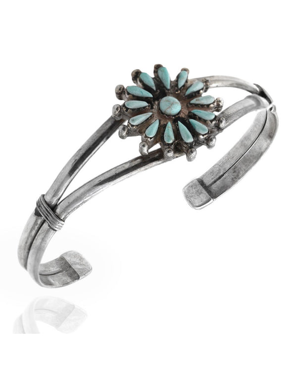 Zuni Sterling Silver & Turquoise Cuff Bracelet