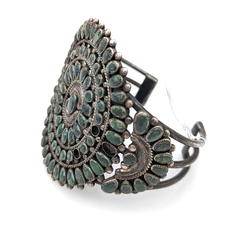 Navajo Sterling Silver & Turquoise Cluster Cuff Bracelet