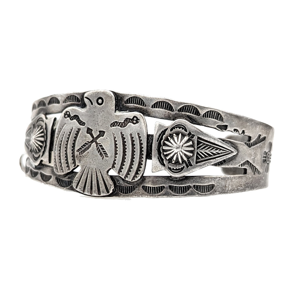Navajo Sterling Silver Thunderbird Cuff Bracelet – E.D. Marshall