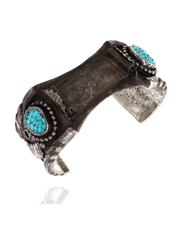 Navajo Sterling Silver & Natural Turquoise Watch Cuff Bracelet