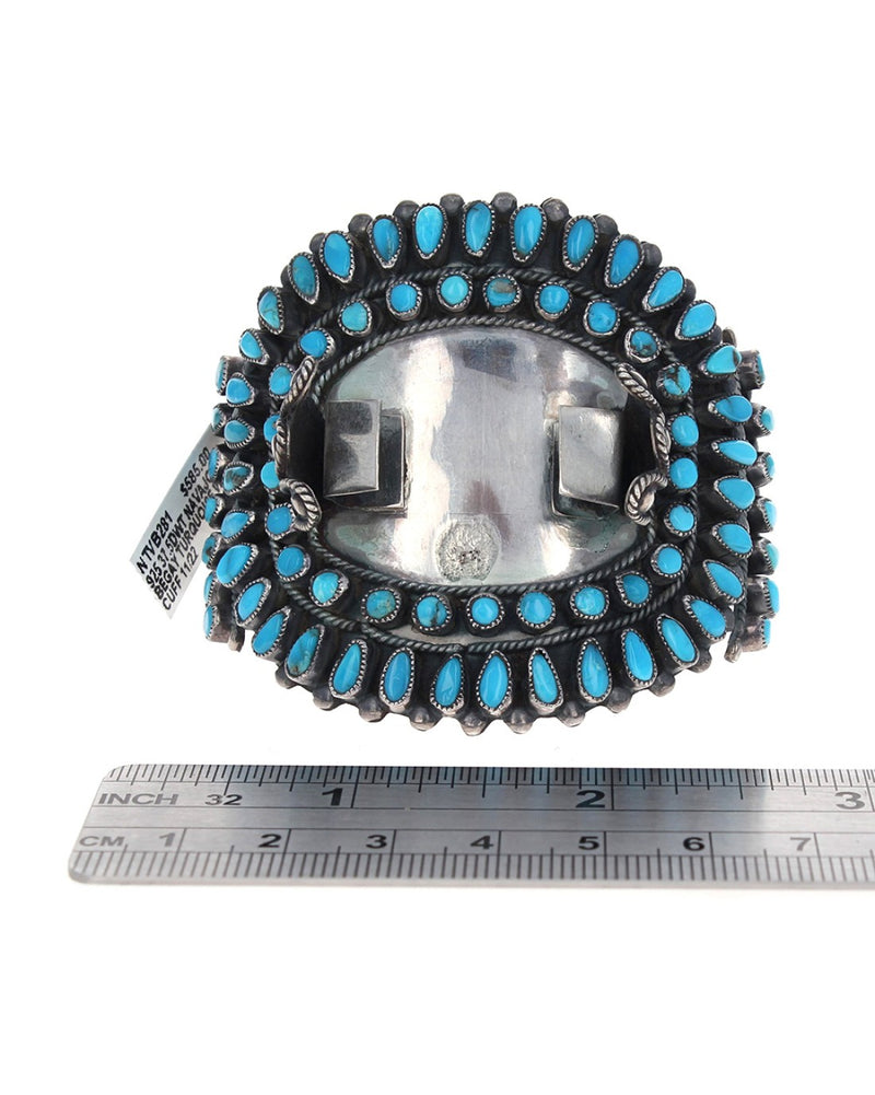 Navajo J.M. Begay Sterling Silver & Turquoise Watch Cuff Bracelet