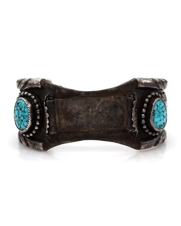 Navajo Sterling Silver & Natural Turquoise Watch Cuff Bracelet