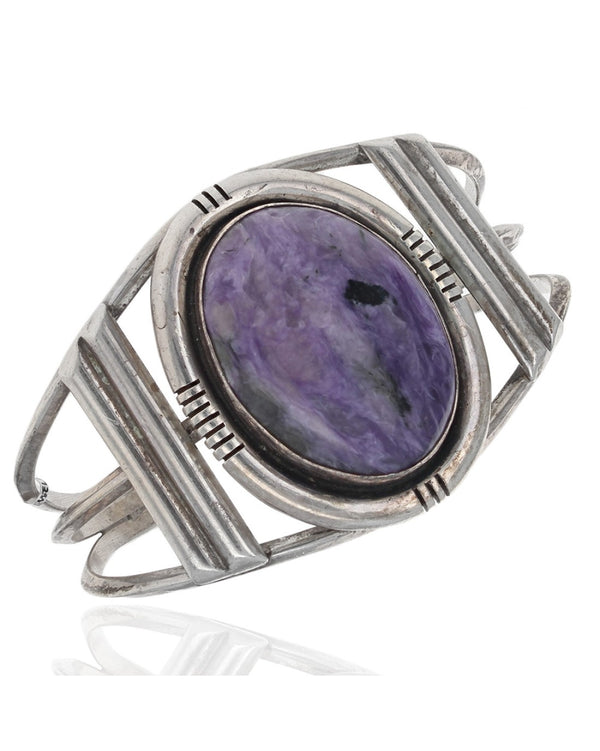 Navajo Alfred Martinez Sterling Silver Charoite Cuff Bracelet