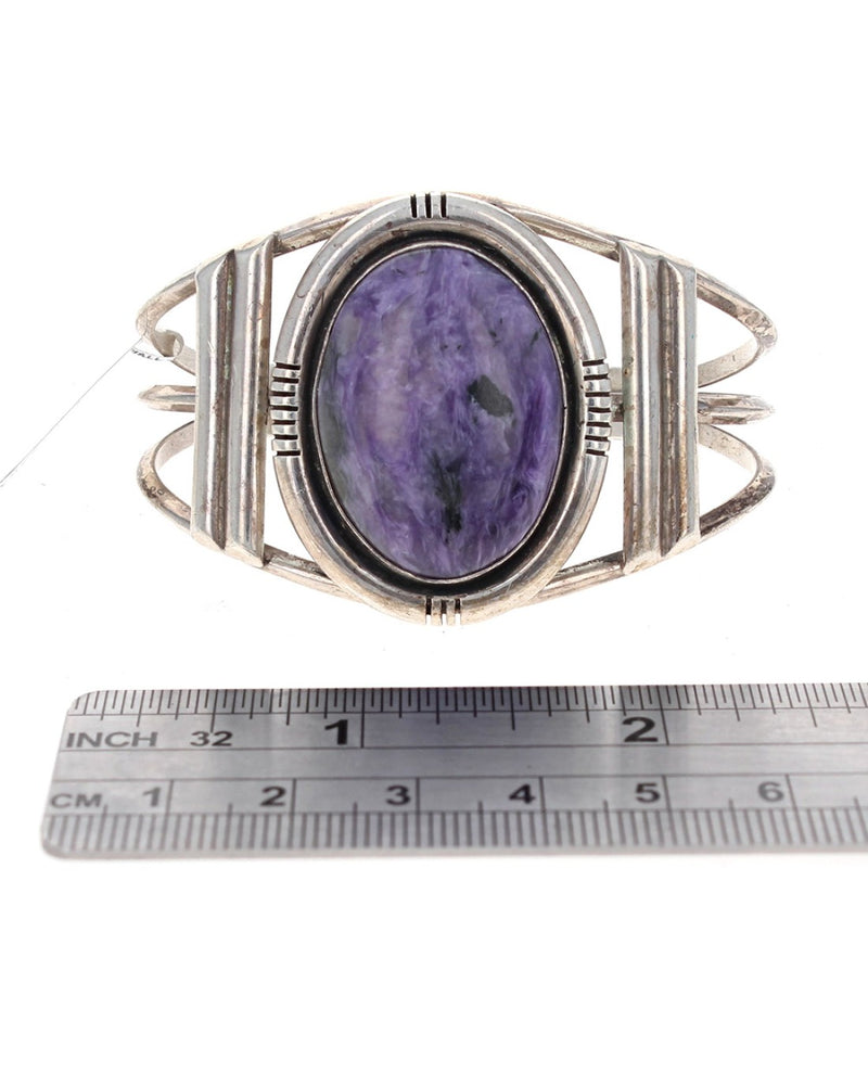 Navajo Alfred Martinez Sterling Silver Charoite Cuff Bracelet