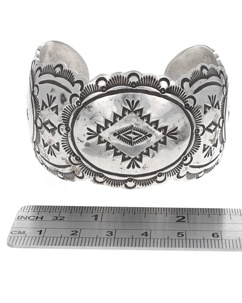 Navajo Stamped Sterling Silver Cuff Bracelet