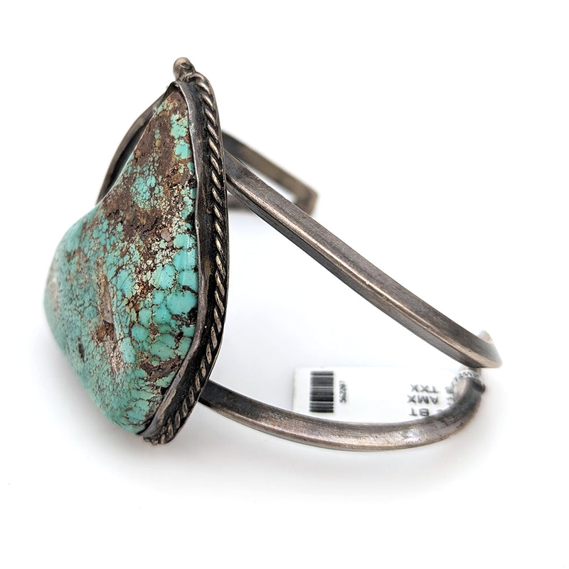 Navajo Corbet Joe Sterling Silver Turquoise Chip Inlay Cuff Bracelet