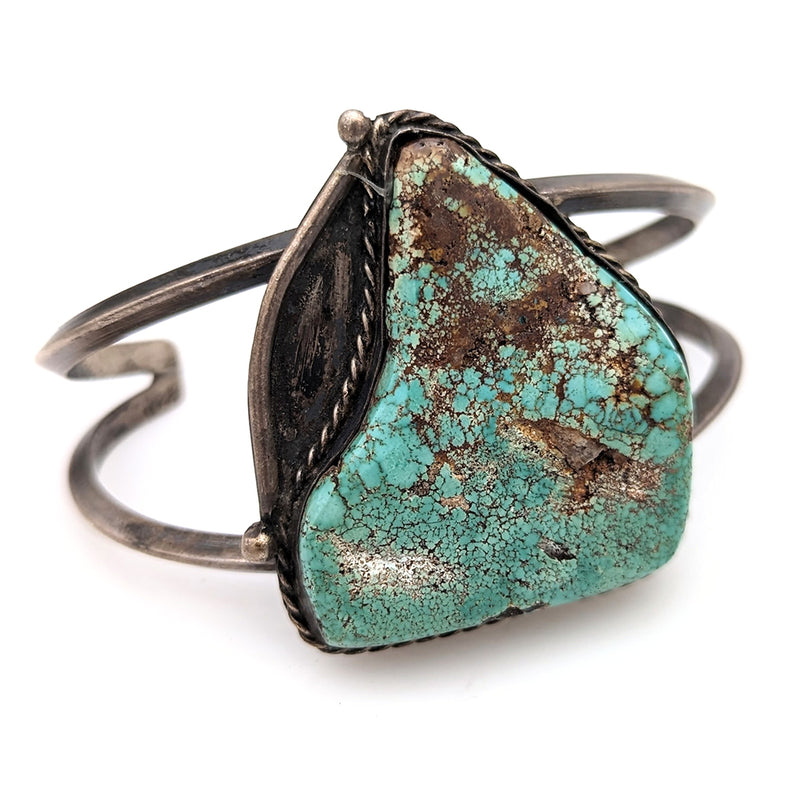 Navajo Corbet Joe Sterling Silver Turquoise Chip Inlay Cuff Bracelet