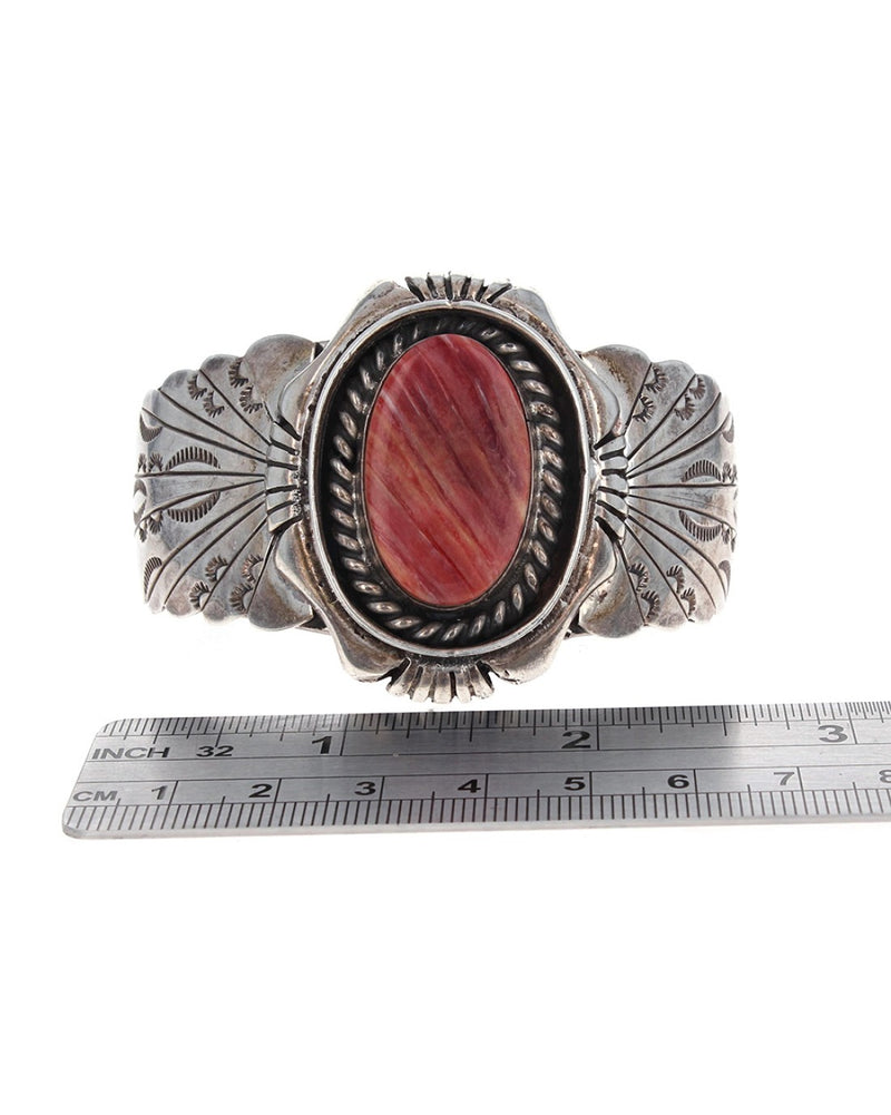 Navajo Edison Etsitty Sterling Silver Oyster Shell Cuff Bracelet