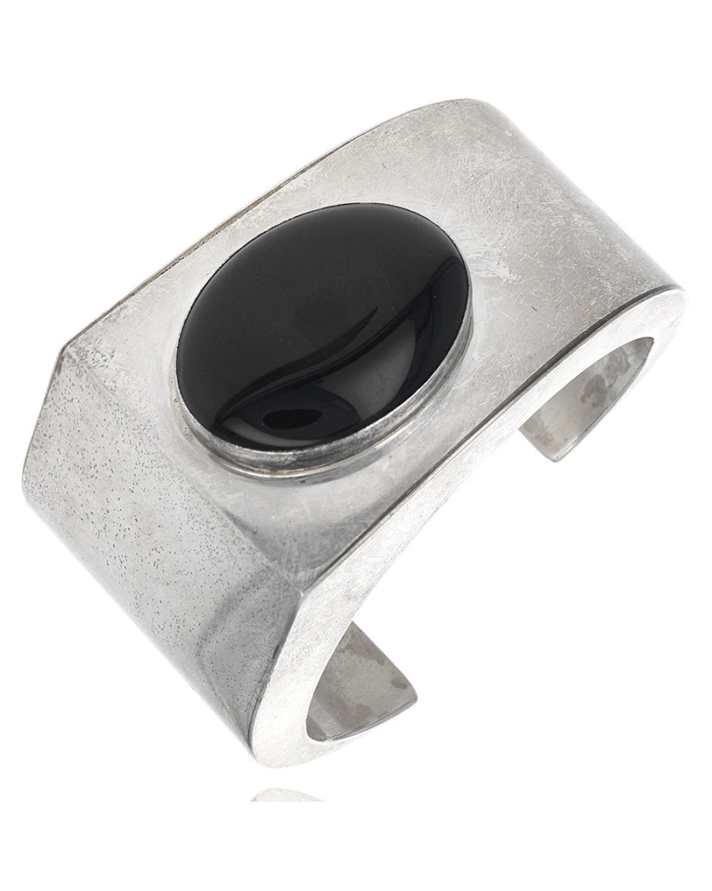 Navajo Sunrise Sterling Silver Black Onyx Cuff Bracelet