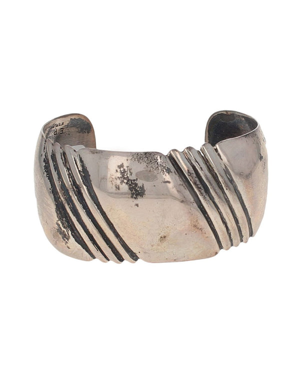 Navajo Signed EP Sterling Silver Cuff Bracelet