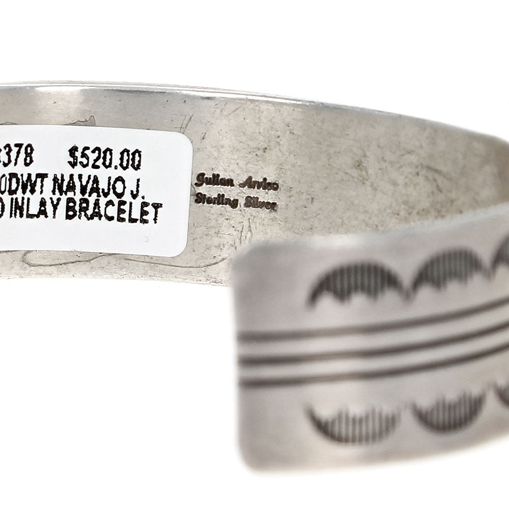Navajo Julian Arviso Sterling Silver Multi-Stone Inlay Cuff