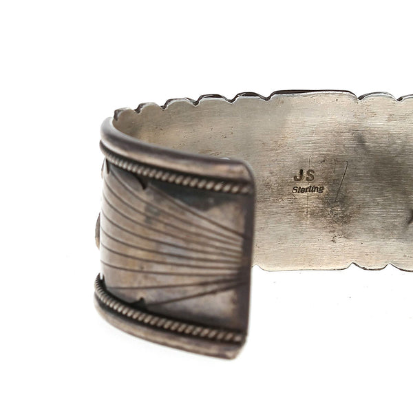 Navajo James Shay Sterling Silver Turquoise & Claw Cuff Bracelet