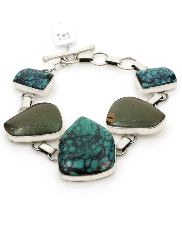 Navajo Tony Garcia Sterling Silver & Turquoise Toggle Bracelet