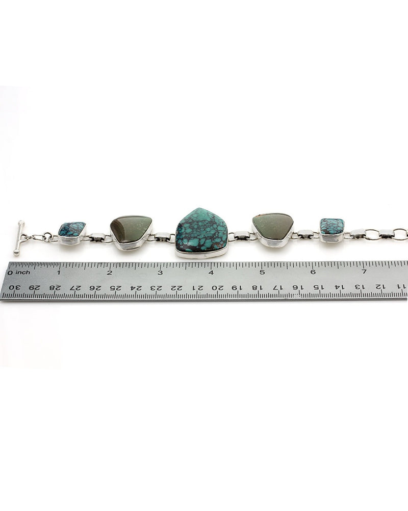 Navajo Tony Garcia Sterling Silver & Turquoise Toggle Bracelet