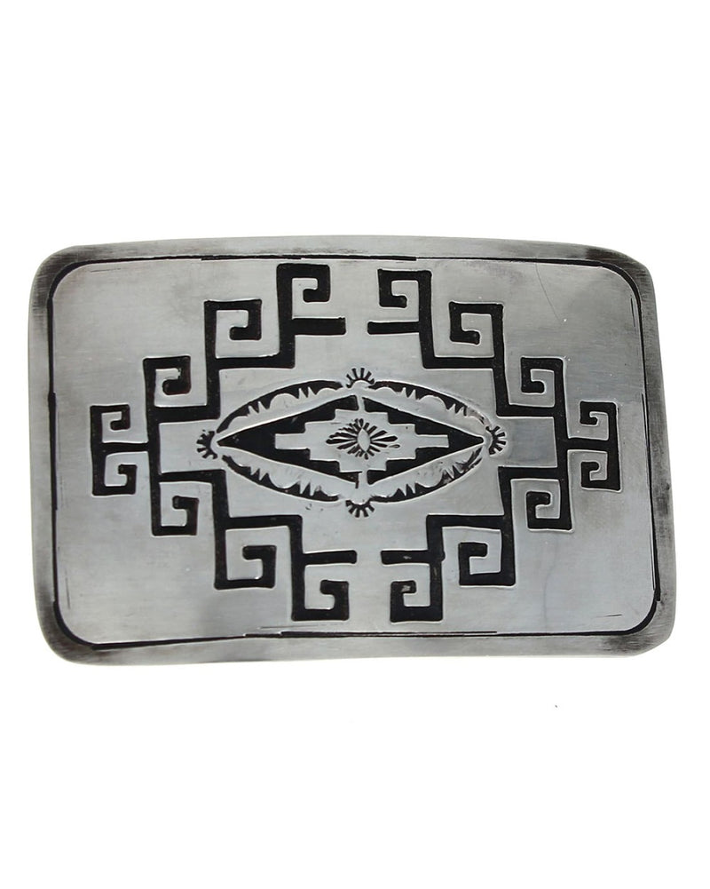 Navajo Kee Brown Sterling Silver Overlay Buckle