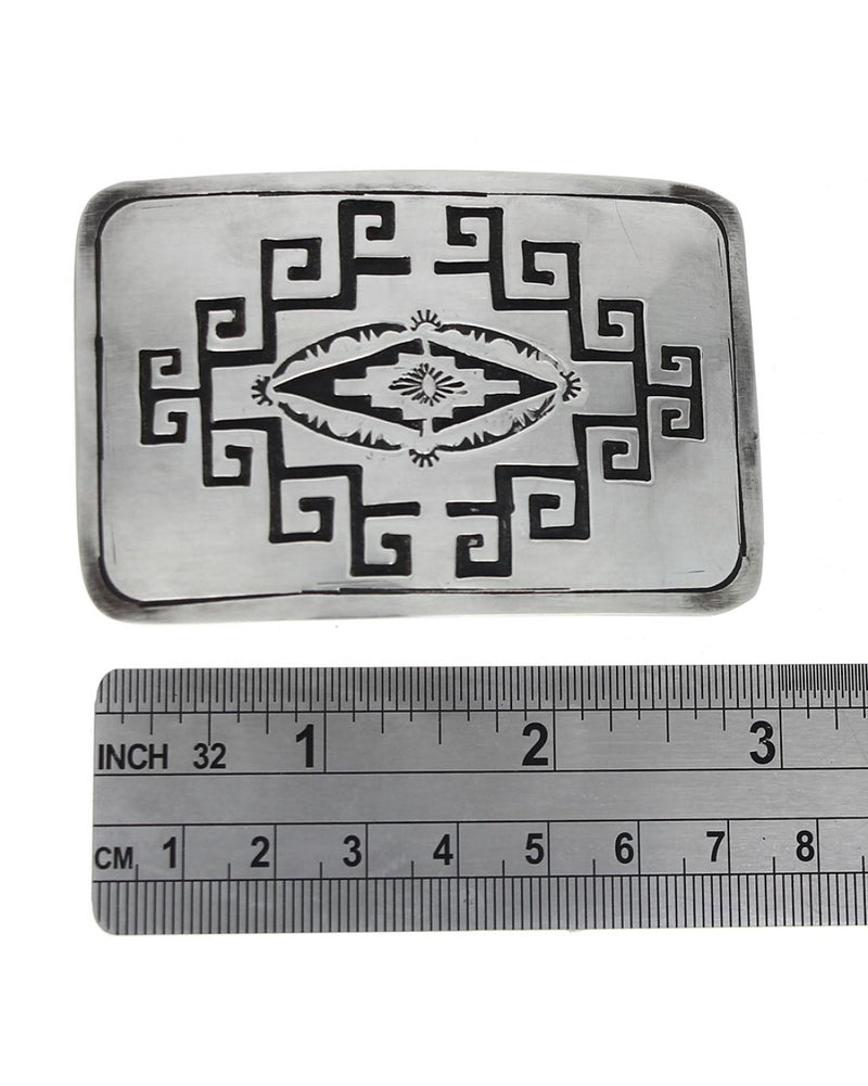 Navajo Kee Brown Sterling Silver Overlay Buckle