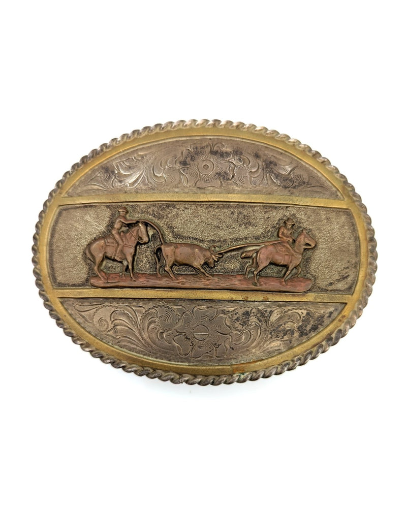 Large SILVERADO Sterling Silver Southwestern Rodeo Roping Belt Buckle