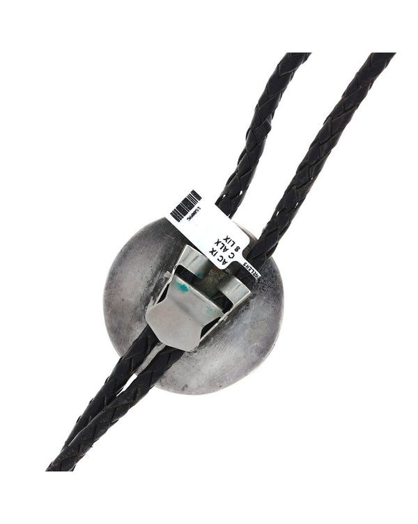 Navajo Signed Sterling Silver & Turquoise Bolo Tie